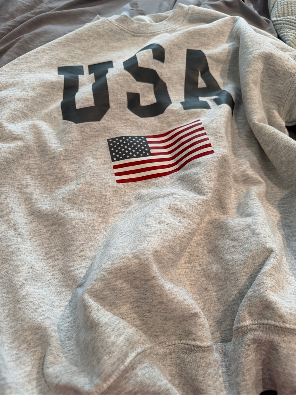 NWOT - Gildan Gray USA Crewneck Sweatshirt with Flag Graphic
